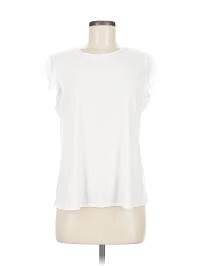 Pre-owned Cece Short Sleeve Top White Ruffles Neckline Tops