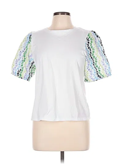 Pre-owned Cece Short Sleeve Top White Square Neckline Tops