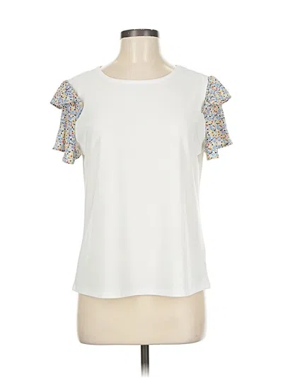 Pre-owned Cece Short Sleeve Top White Sweetheart Neckline Tops