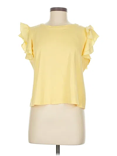 Pre-owned Cece Short Sleeve Top Yellow Ruffles Neckline Tops