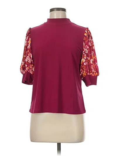 Pre-owned Cece Short Sleeve Turtleneck In Burgundy