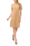 Cece Turtleneck Center Front Rib Sweaterdress In Latte Heather