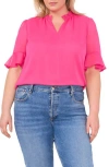 Cece Short Sleeve V-neck Top In Garden Rose Pink