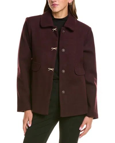 Cece Short Swing Bow Buttons Jacket In Red