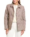 Cece Short Swing Bow Buttons Wool-blend Jacket In Pink
