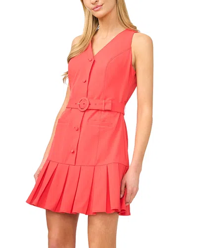 Cece Pleated Hem Sleeveless Minidress In Pink