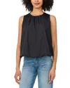 Cece Cotton Poplin Bubble Top In Black