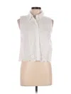 Cece Sleeveless Button Down Shirt In Pink