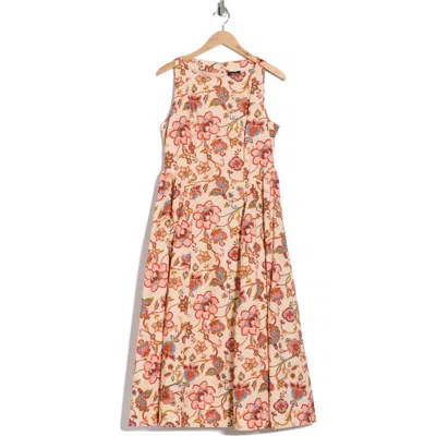 Cece Sleeveless Cotton Midi Dress In Red