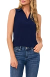 Cece Sleeveless Crepe Knit Polo In Navy J