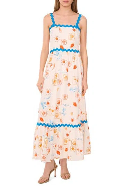 Cece Sleeveless Linen Blend Tiered Maxi Sundress