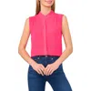 Cece Sleeveless Mandarin Collar Button-up Shirt In Pink