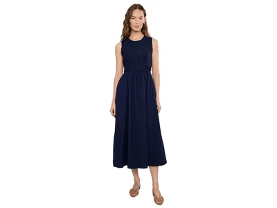 Cece Sleeveless Mixed Media Midi Dress Women's Dress Classic Navy: 2xl In Blue