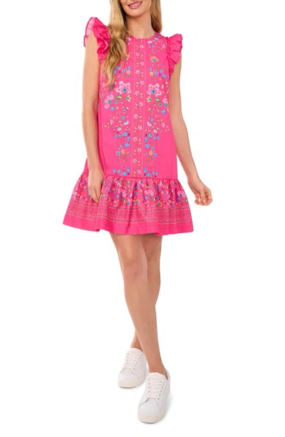 Cece Sleeveless Ruffle Dress In Beetroot Pink