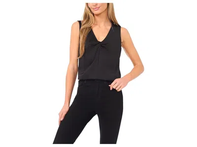 Cece Sleeveless Twist V-neck Top In Black