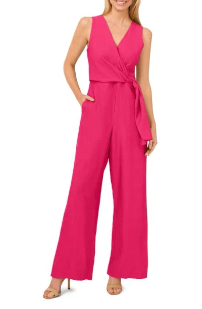 Cece Sleeveless Wide Leg Jumpsuit In Bright Rose Pink
