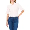 Cece Smocked Elbow Sleeve Ruffle Blouse In New Ivory