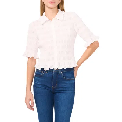 CECE CECE SMOCKED BUTTON-UP SHIRT