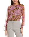 Cece Smocked Cuff Blouse In Multi