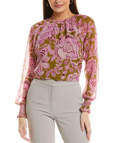 Cece Smocked Cuff Blouse In Multi