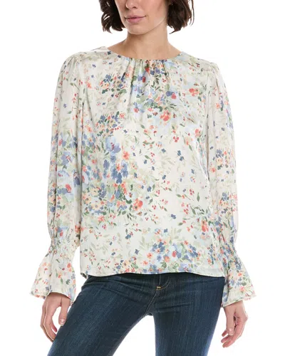 Cece Smocked Cuff Blouse In Multi