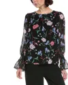 Cece Smocked Cuff Blouse In Black