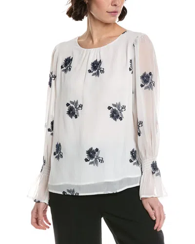 Cece Smocked Cuff Blouse In White