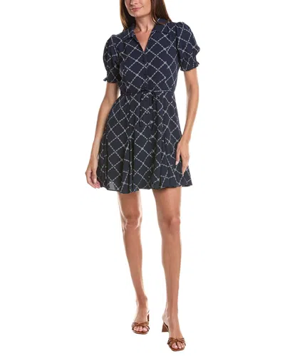 Cece Smocked Cuff Puff Sleeve Mini Dress In Blue