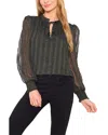 Cece Mixed Print Split Neck Top In Multi