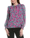 Cece Smocked Cuff Ruffle Blouse In Pink