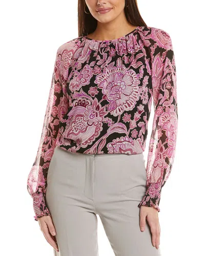 Cece Smocked Cuff Top In Pink