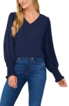 Cece Womens Sheer Chiffon Blouse In Classic Navy Blue