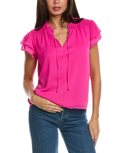 Cece Smocked Shoulder Blouse In Pink