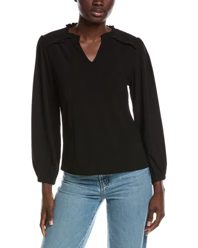 Cece Smocked Shoulder Top In Black