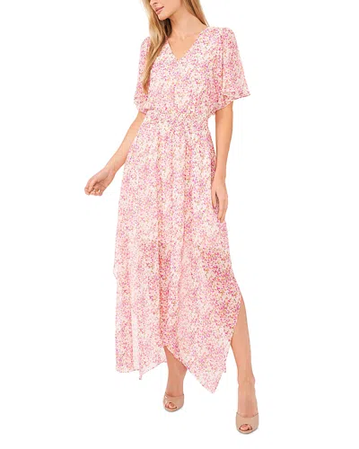 Cece Smocked Waist Dress In Peach Coral