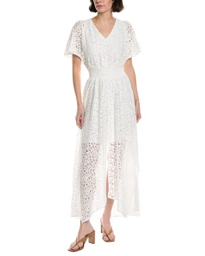Cece Smocked Waist Flutter Sleeve Maxi Dress In White