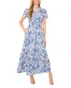 Cece Floral Cotton Maxi Dress In Blue