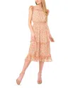 Cece Floral Flutter Sleeve Smocked Midi Dress