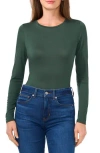 Cece Solid Long Sleeve Fitted T-shirt In Forest Green