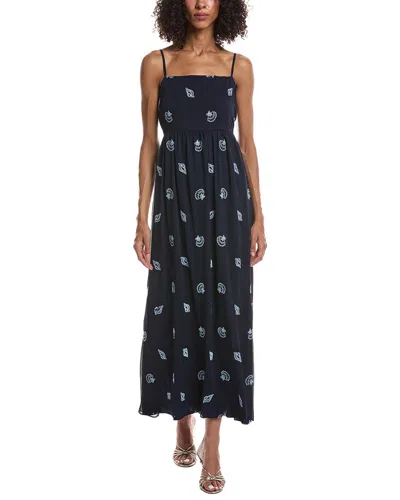 Cece Spaghetti Strap Square Neck Midi Dress In Black