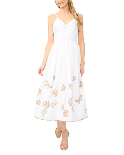 Cece Spaghetti Strap Twist Bodice Dress In White