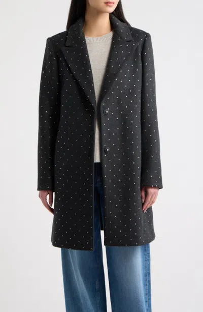 Cece Sparkle Reefer Coat In Charcoal