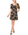 Cece Floral Square Neck Crepe Knit Dress