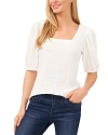 Cece Women's Short Puff Sleeve Square Neck Knit Top In Soft Ecru