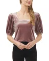 Cece Square Neck Stretch Velvet Top