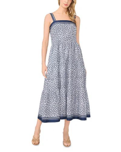 Cece Square Neck Tiered Maxi Dress In Blue