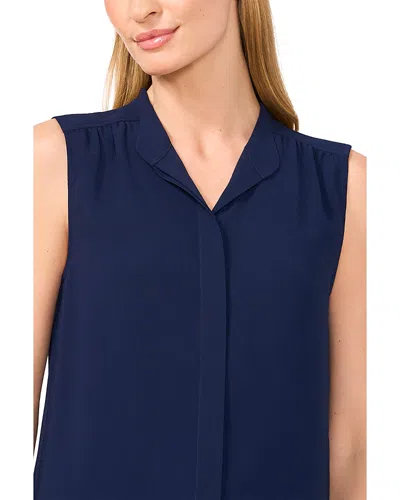 Cece Stand Collar Sleeveless Blouse In Blue