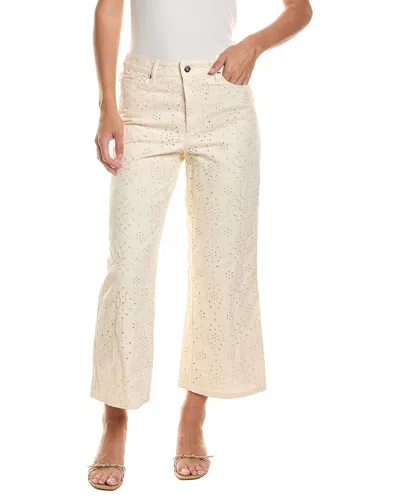 Cece Straight Leg Denim Eyelet Pant In Neutral