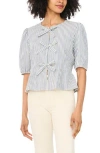 Cece Stripe Bow Peplum Top In Multi