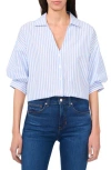 Cece Stripe Bubble Sleeve Button-up Shirt